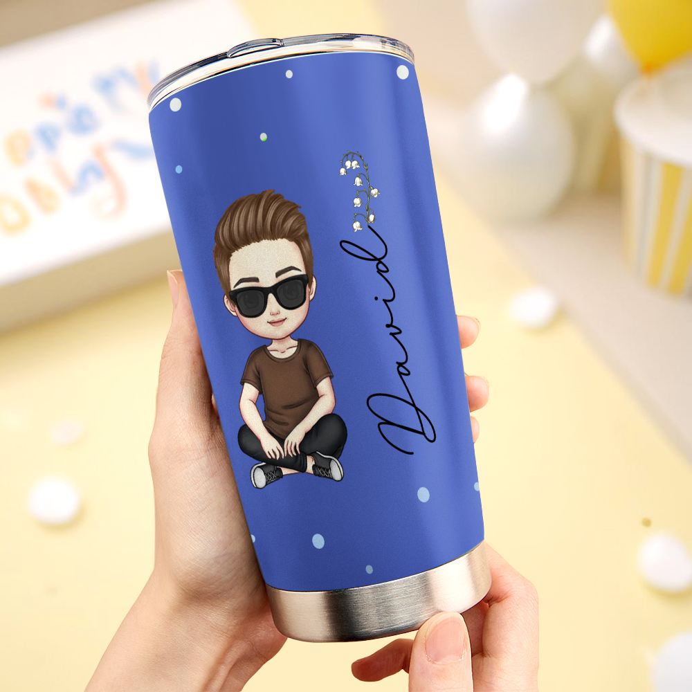 Personalised Cute Cartoon Birth Flower Water Cup Personalised Tumbler Cup Birthday Back to School Gift for Kids - soufeelmy