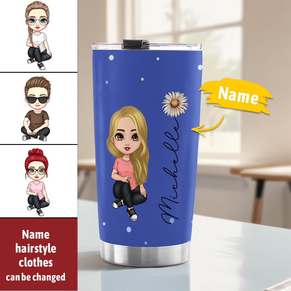 Personalised Cute Cartoon Birth Flower Water Cup Personalised Tumbler Cup Birthday Back to School Gift for Kids - soufeelmy