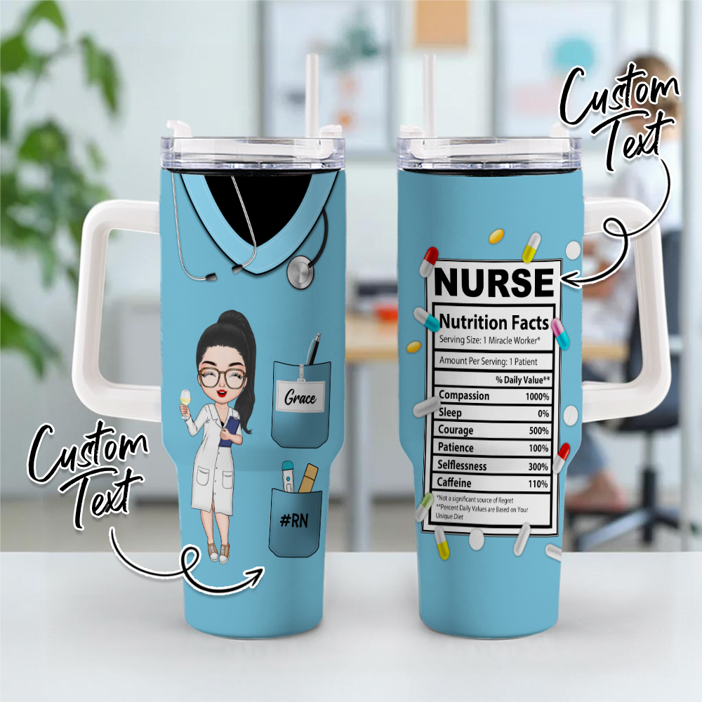 Custom Nurse Personalized Custom 40 Oz Stainless Steel Tumbler Medical Gift for Nurse - soufeelmy