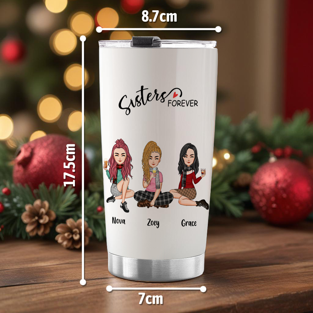 Custom Tumbler Cup with Straw Custom Text and Accessories Tumbler Besties Forever Christmas Gifts - soufeelmy