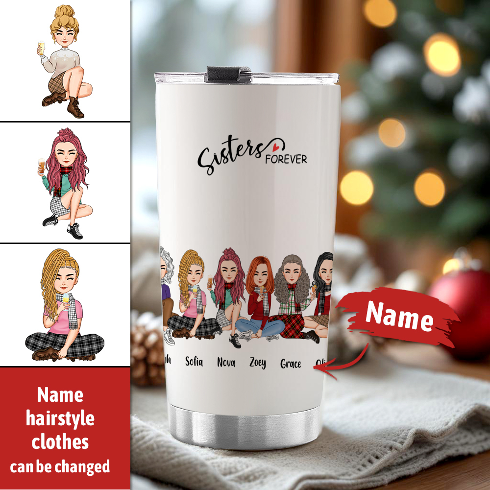 Custom Tumbler Cup with Straw Custom Text and Accessories Tumbler Besties Forever Christmas Gifts - soufeelmy