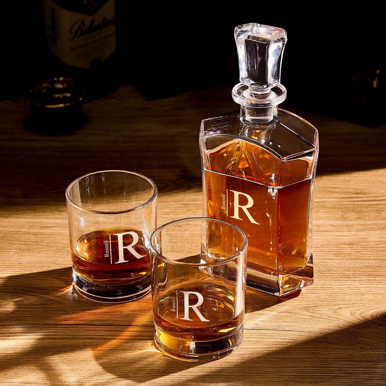 Personalized Decanter Set with 2 Whiskey Glasses Gifts For Friends Gifts For Him - soufeelmy