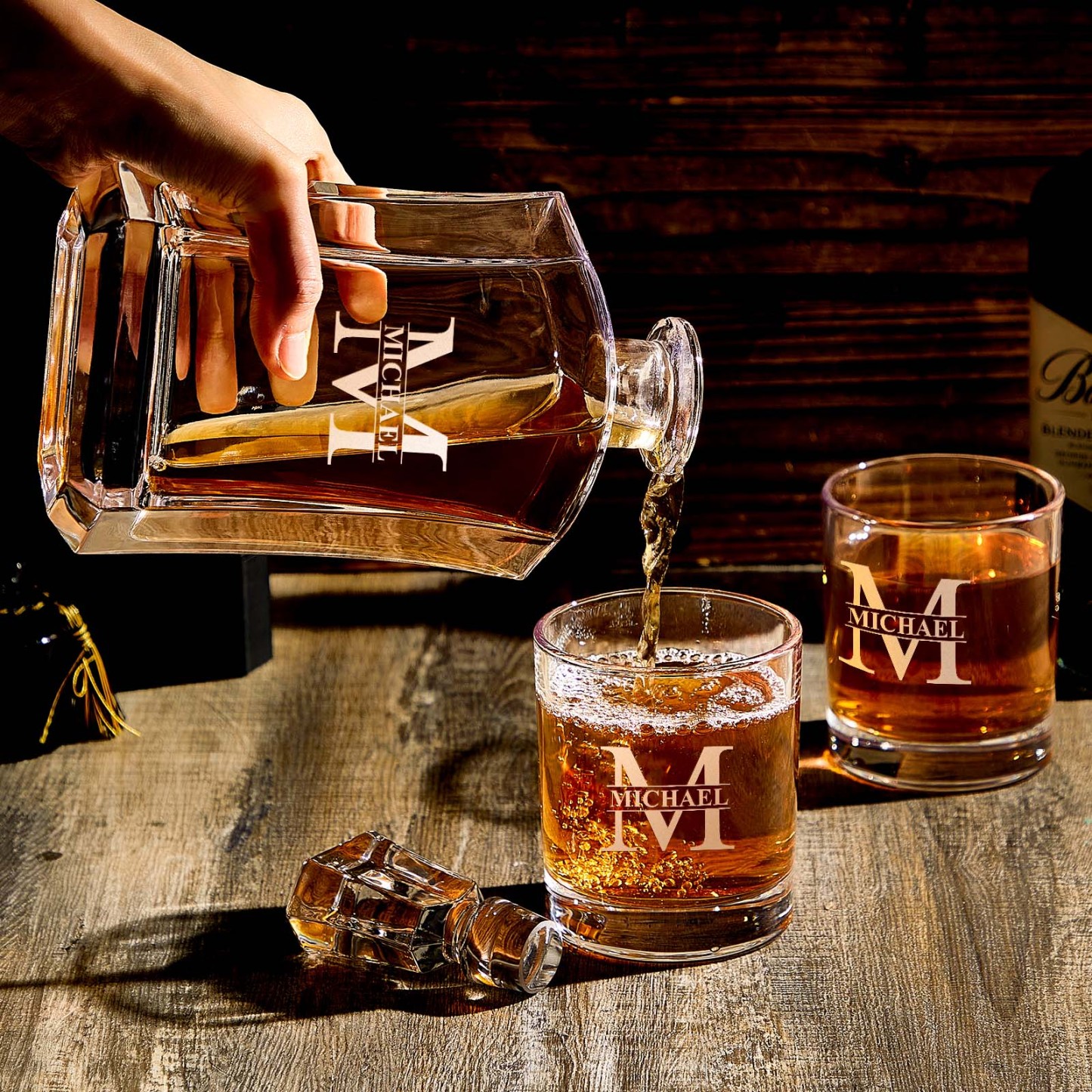 Personalized Decanter Set with 2 Whiskey Glasses Gifts For Friends Gifts For Him - soufeelmy