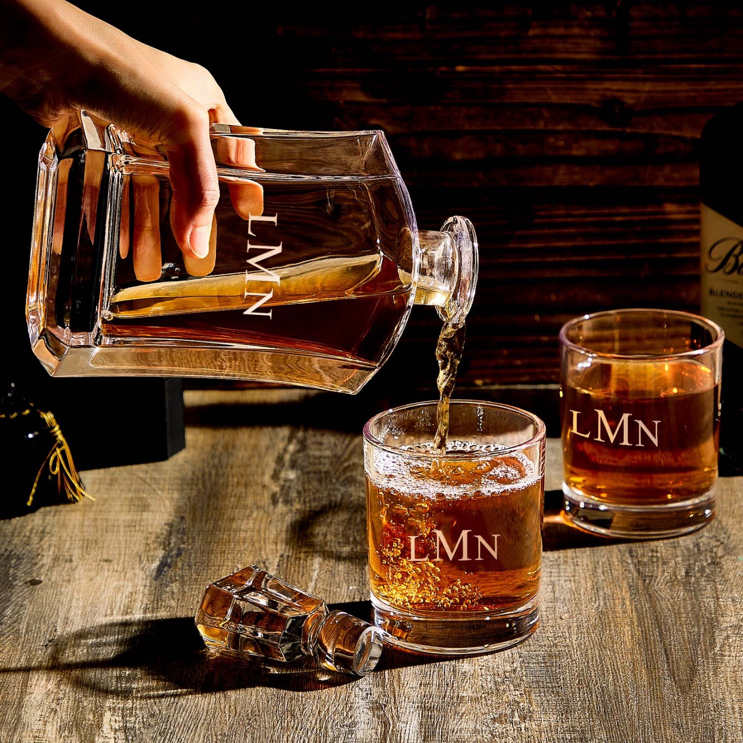 Personalized Decanter Set with 2 Whiskey Glasses Gifts For Friends Gifts For Him - soufeelmy