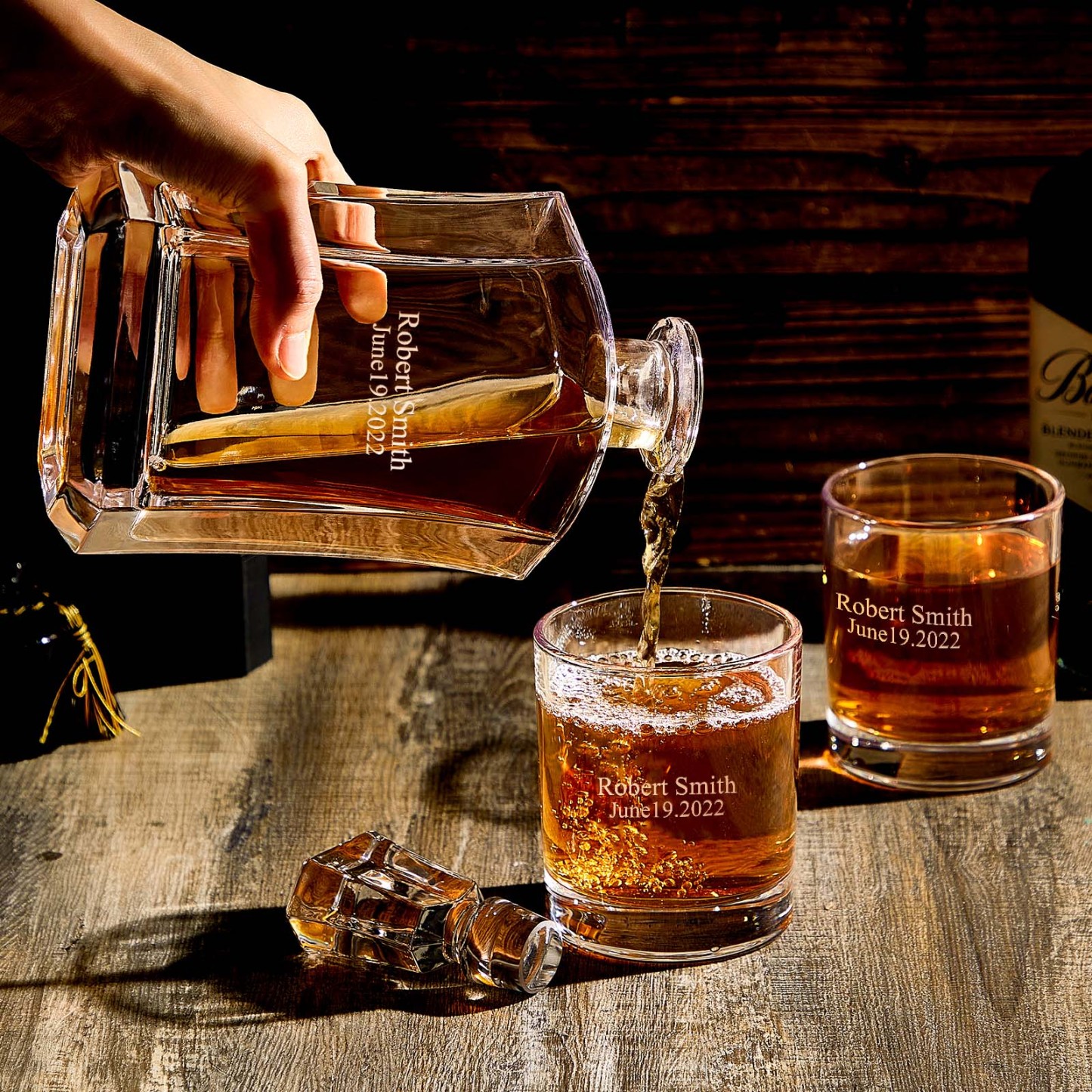 Personalized Decanter Set with 2 Whiskey Glasses Gifts For Friends Gifts For Him - soufeelmy