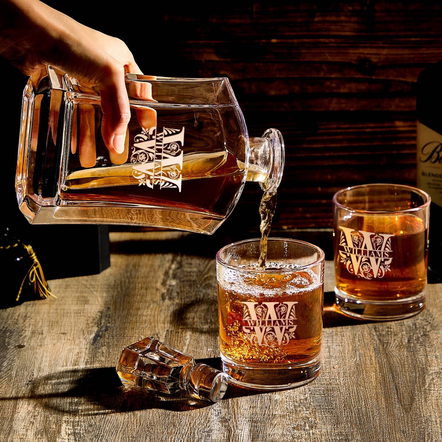 Personalized Decanter Set with 2 Whiskey Glasses Gifts For Friends Gifts For Him - soufeelmy