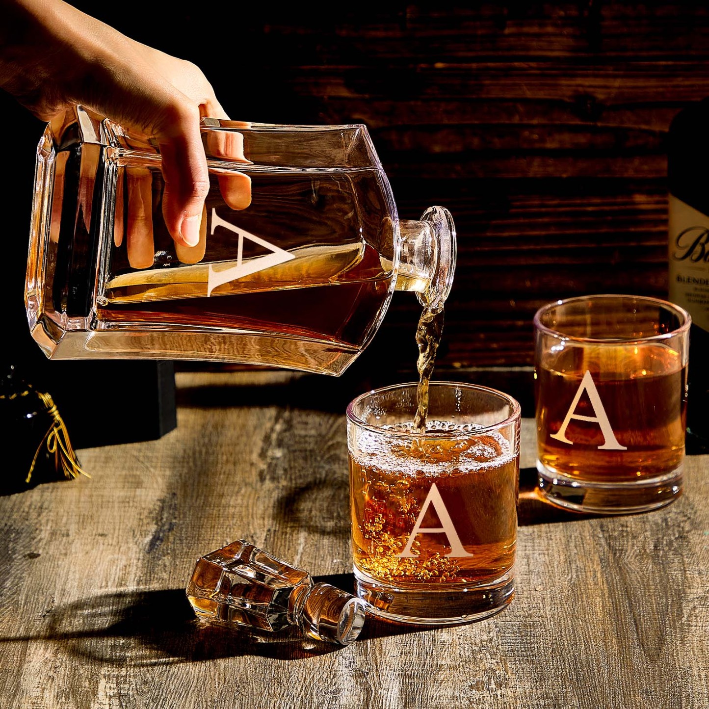 Personalized Decanter Set with 2 Whiskey Glasses Gifts For Friends Gifts For Him - soufeelmy