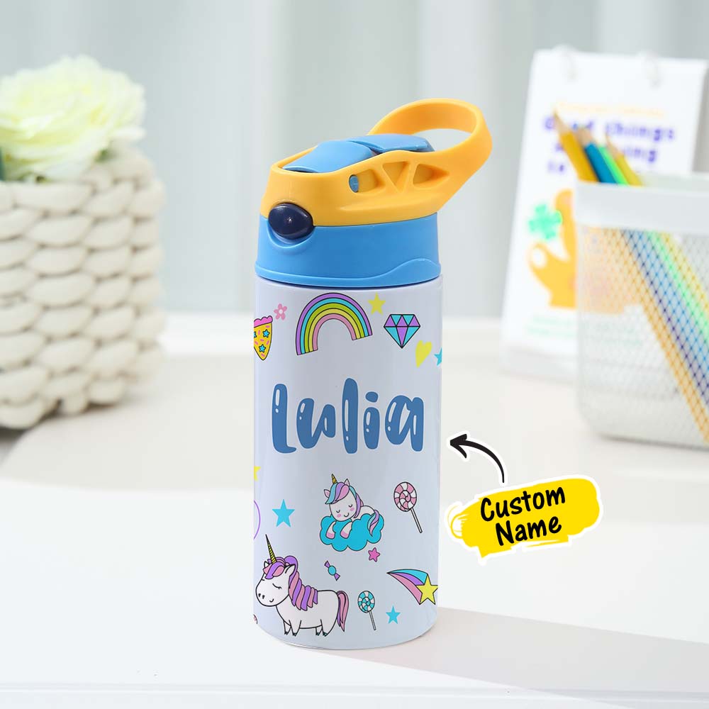 Custom Name Stainless Water Bottle Personalized Name Gift Multi Color Back to School Supplies for Kids - soufeelmy