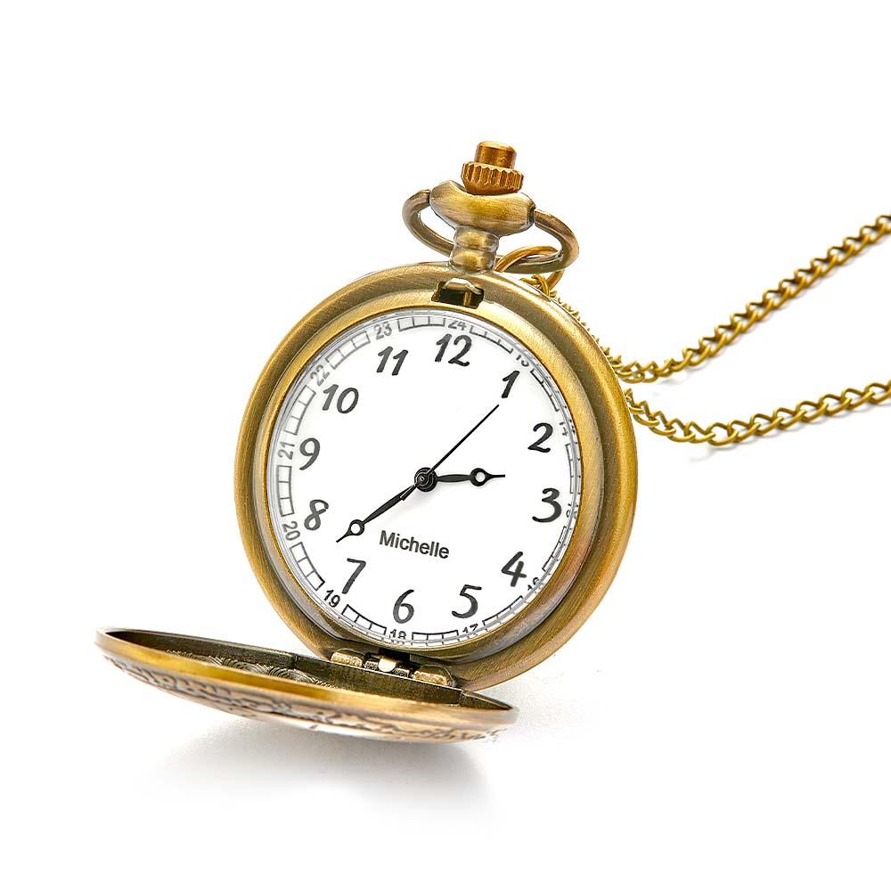 Engravable Pocket Watch Vintage Hollow Heart Pendant Chain Watch Gift For Men - soufeelmy
