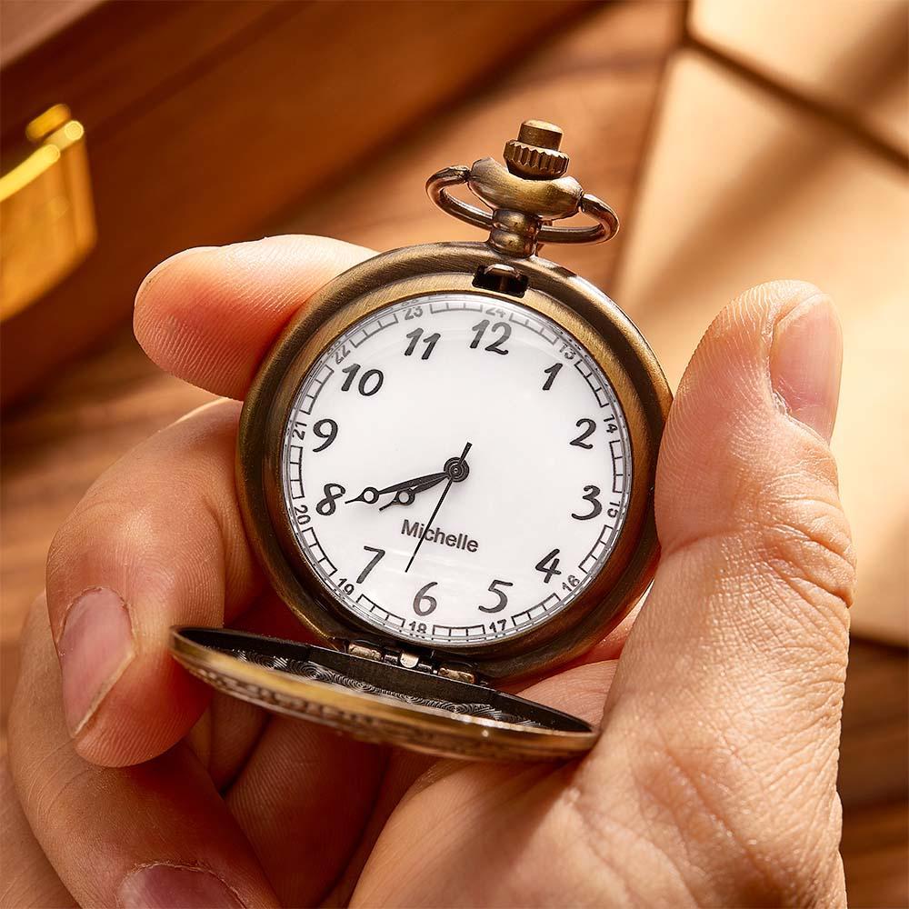 Engravable Pocket Watch Vintage Hollow Heart Pendant Chain Watch Gift For Men - soufeelmy