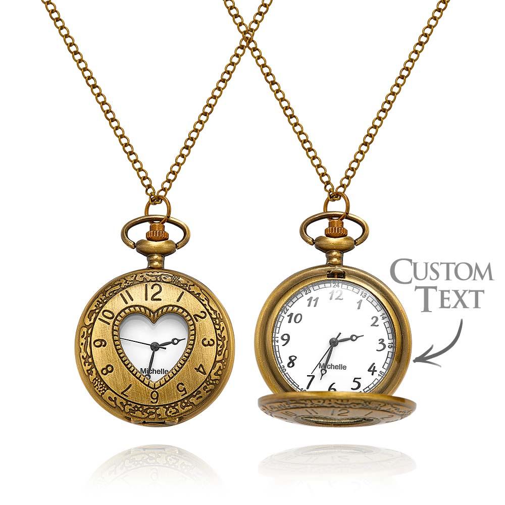 Engravable Pocket Watch Vintage Hollow Heart Pendant Chain Watch Gift For Men - soufeelmy