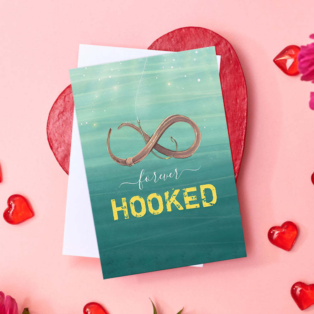 Hooked on You Funny Unique Fish Valentine's Day Greeting Card - soufeelmy