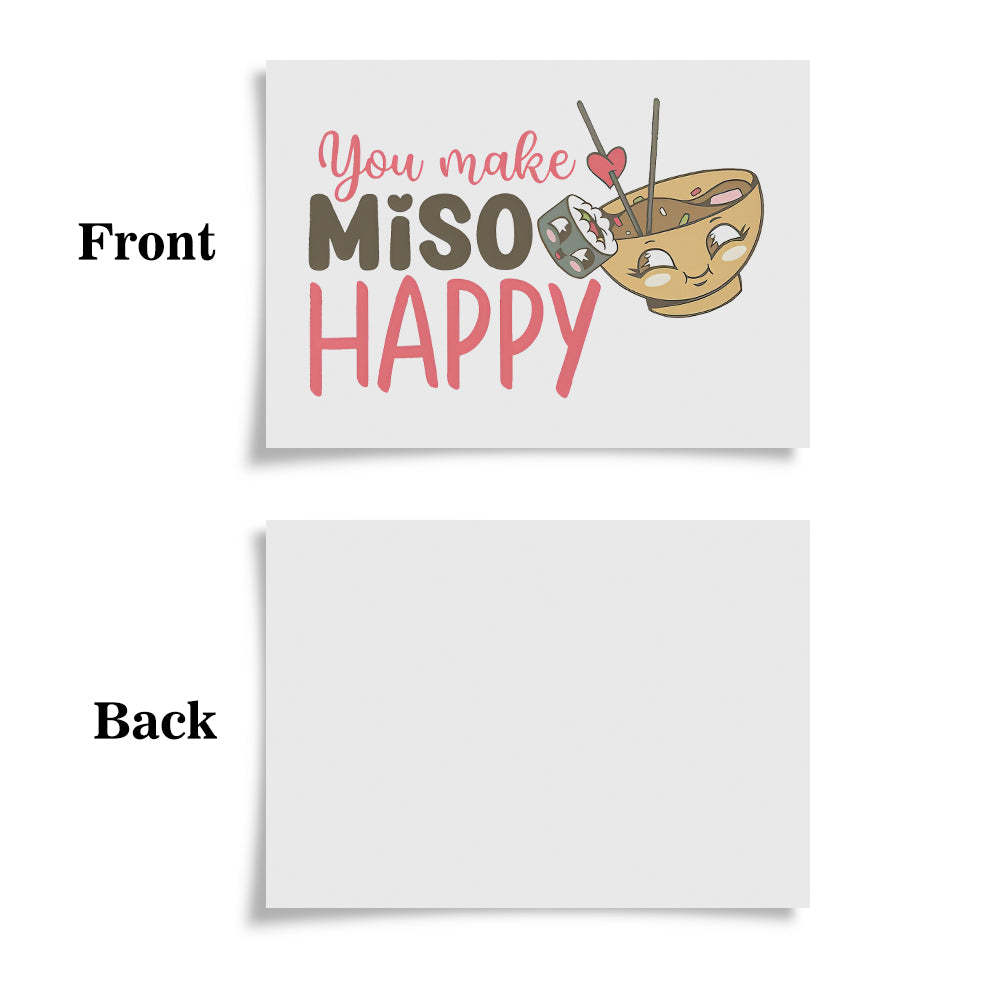 Food Pun You Make Miso Happy Funny Valentine's Day Greeting Card - soufeelmy