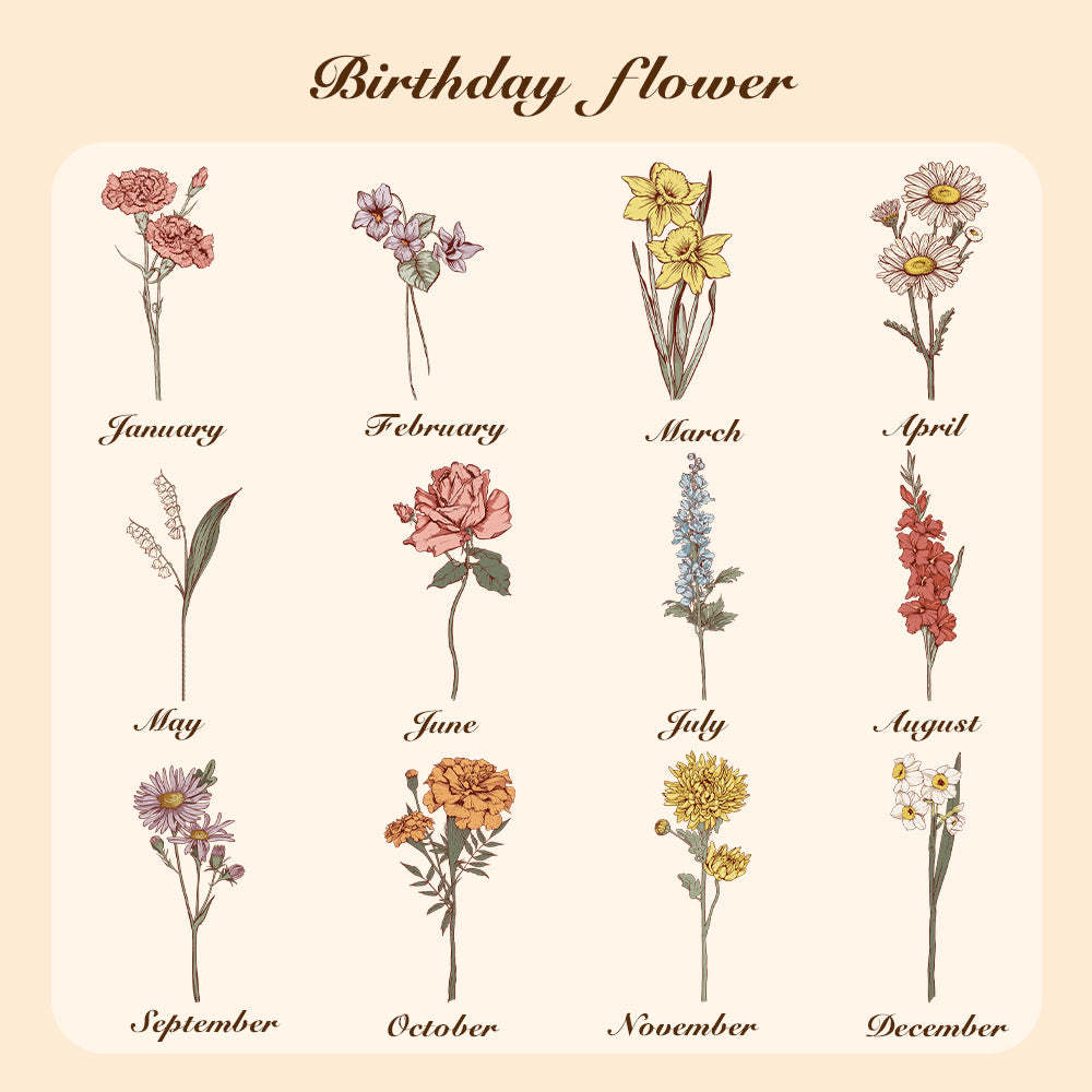 Personalized Birth Flower Jewelry Box with Name Leather Jewelry Box Birthday Gift for Her - soufeelmy