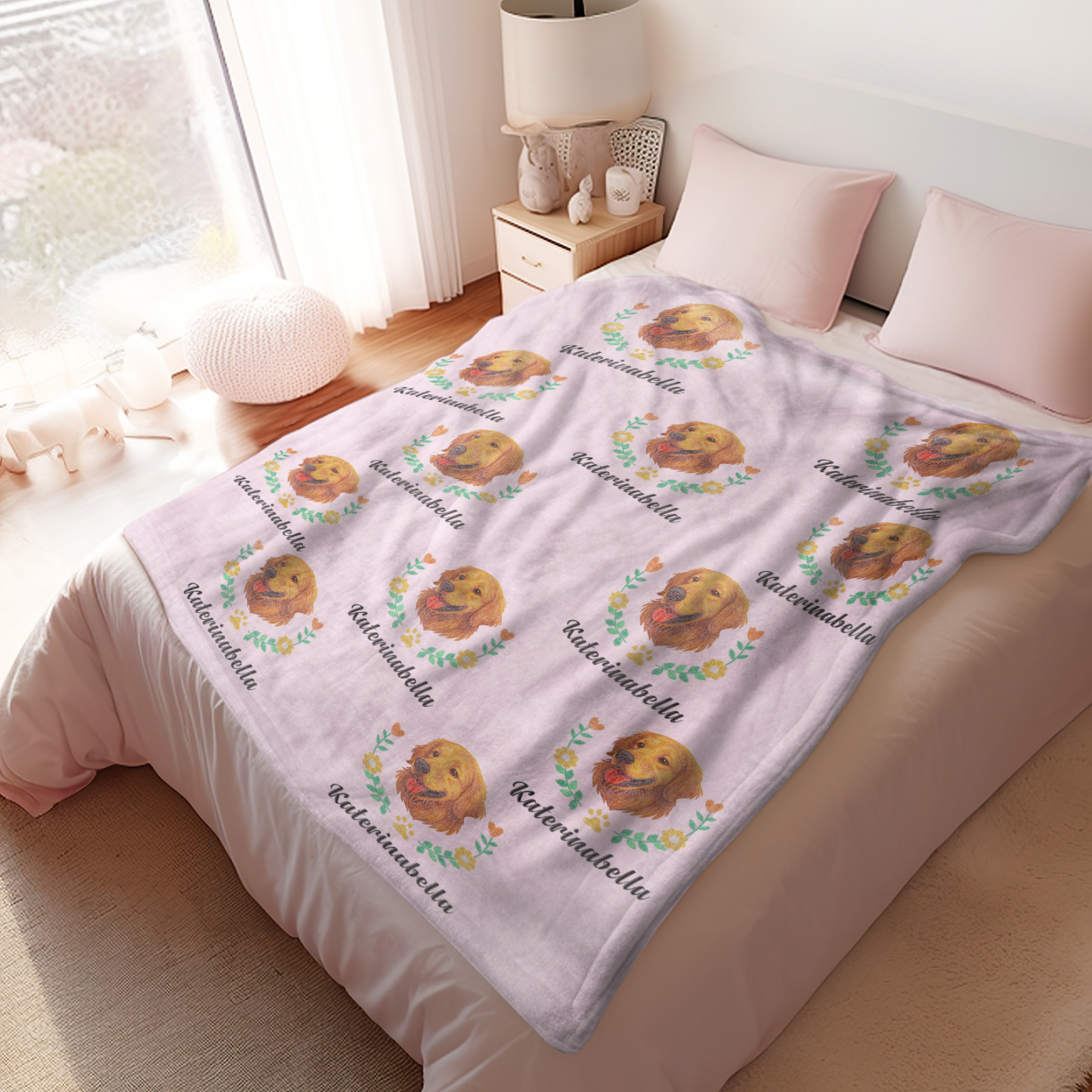 Custom Premium Faux Embroidered Style Pet Avatar Blanket - soufeelmy