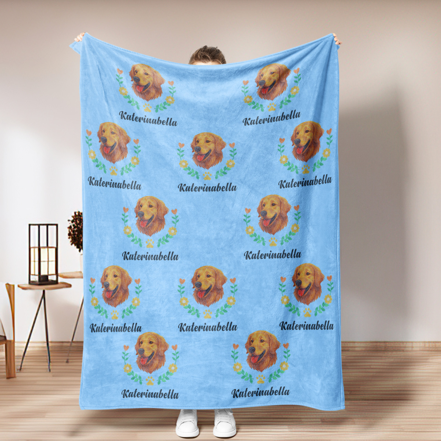 Custom Premium Faux Embroidered Style Pet Avatar Blanket - soufeelmy