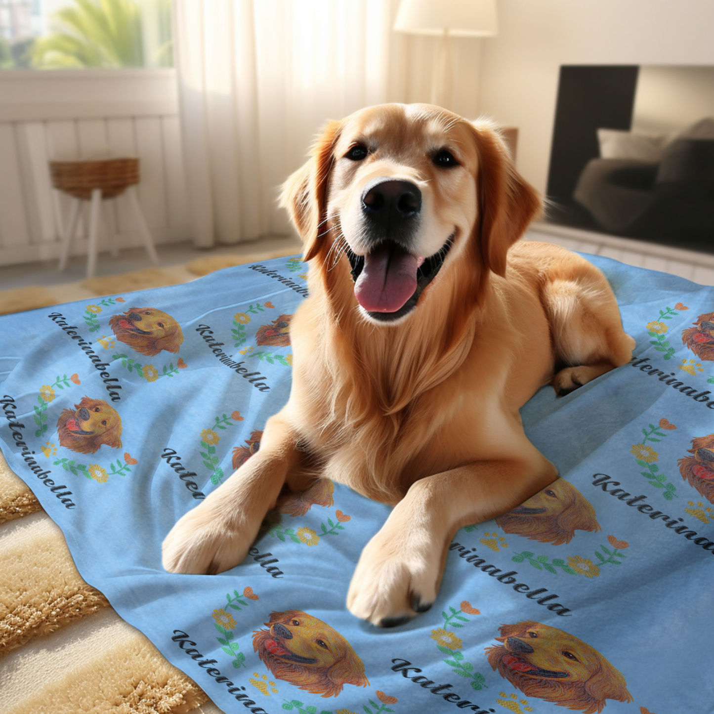 Custom Premium Faux Embroidered Style Pet Avatar Blanket - soufeelmy