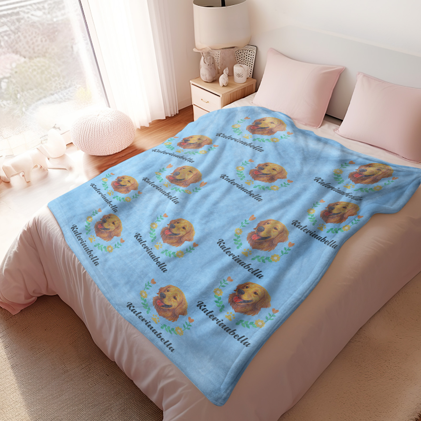 Custom Premium Faux Embroidered Style Pet Avatar Blanket - soufeelmy