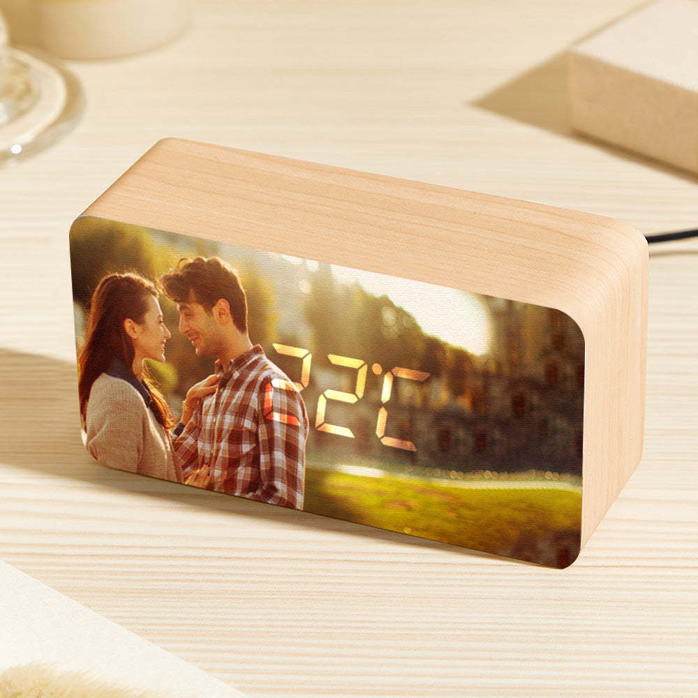 Custom Photo Wooden Alarm Clock Personalized Valentine's Day Gifts - soufeelmy