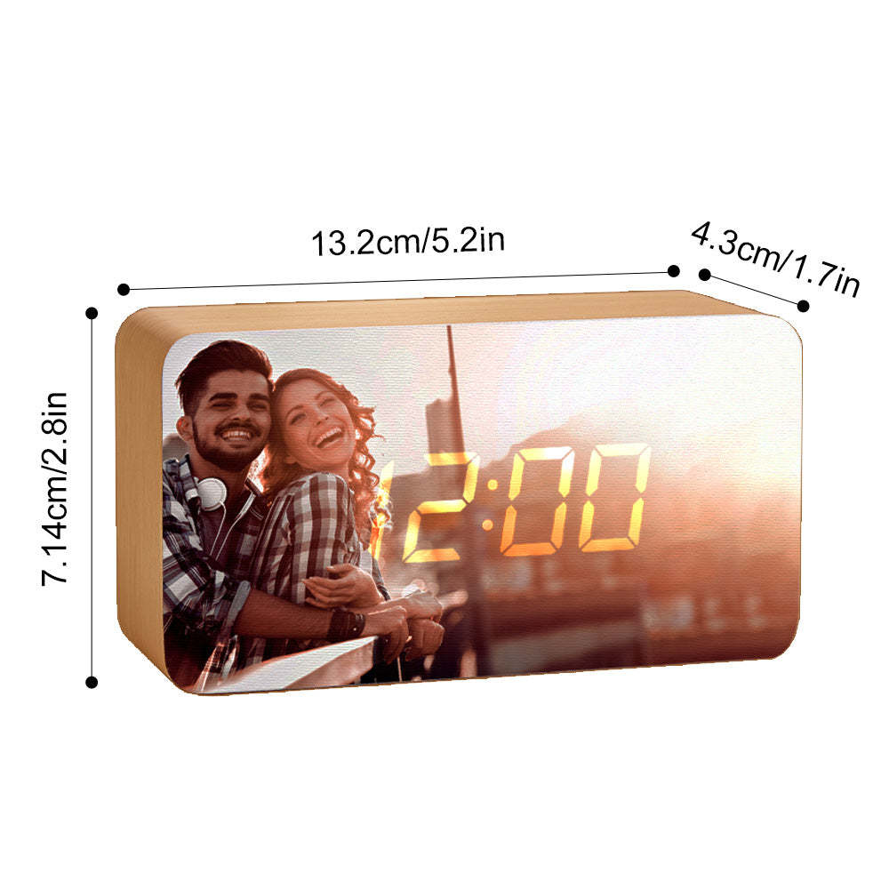 Custom Photo Wooden Alarm Clock Personalized Valentine's Day Gifts - soufeelmy