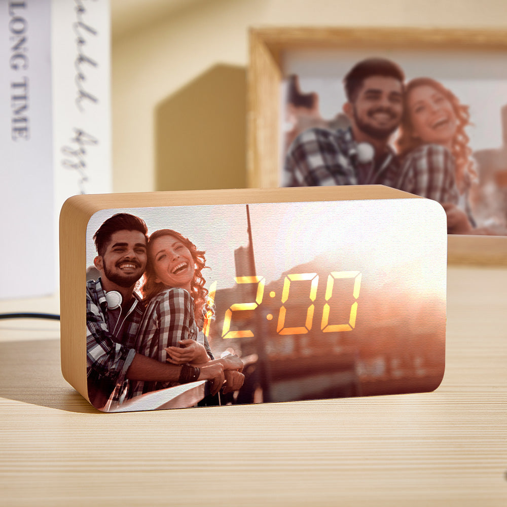 Custom Photo Wooden Alarm Clock Personalized Valentine's Day Gifts - soufeelmy