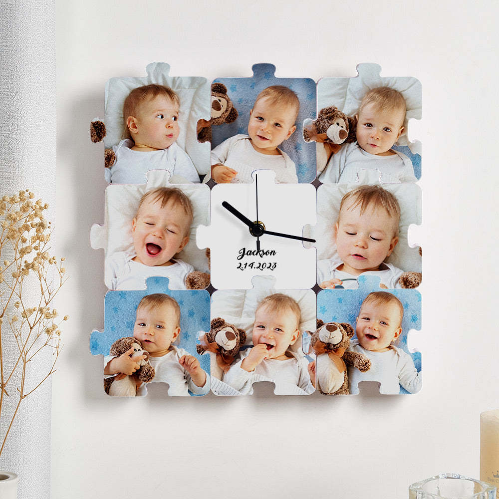 Custom Photo Clock Puzzle Fun Changable Pieces Personalized Name Clock - soufeelmy