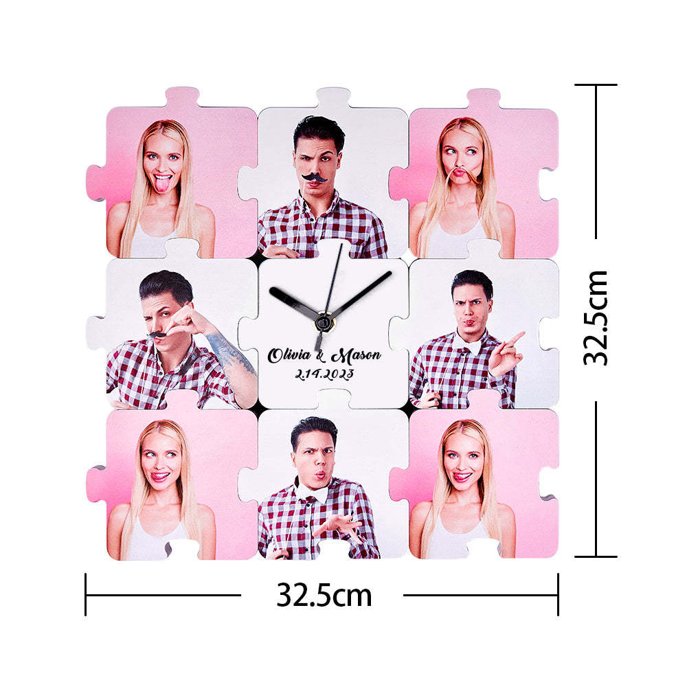 Custom Photo Clock Puzzle Fun Changable Pieces Personalized Name Clock - soufeelmy