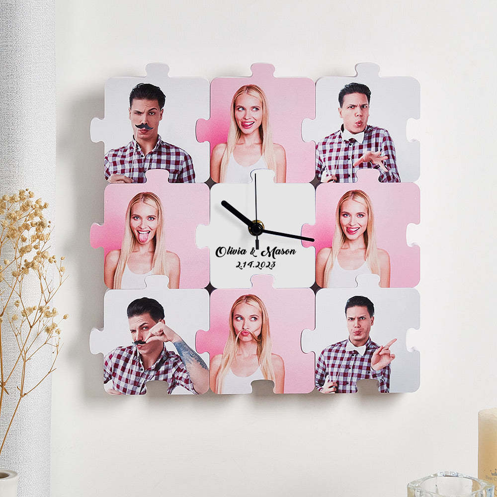 Custom Photo Clock Puzzle Fun Changable Pieces Personalized Name Clock - soufeelmy