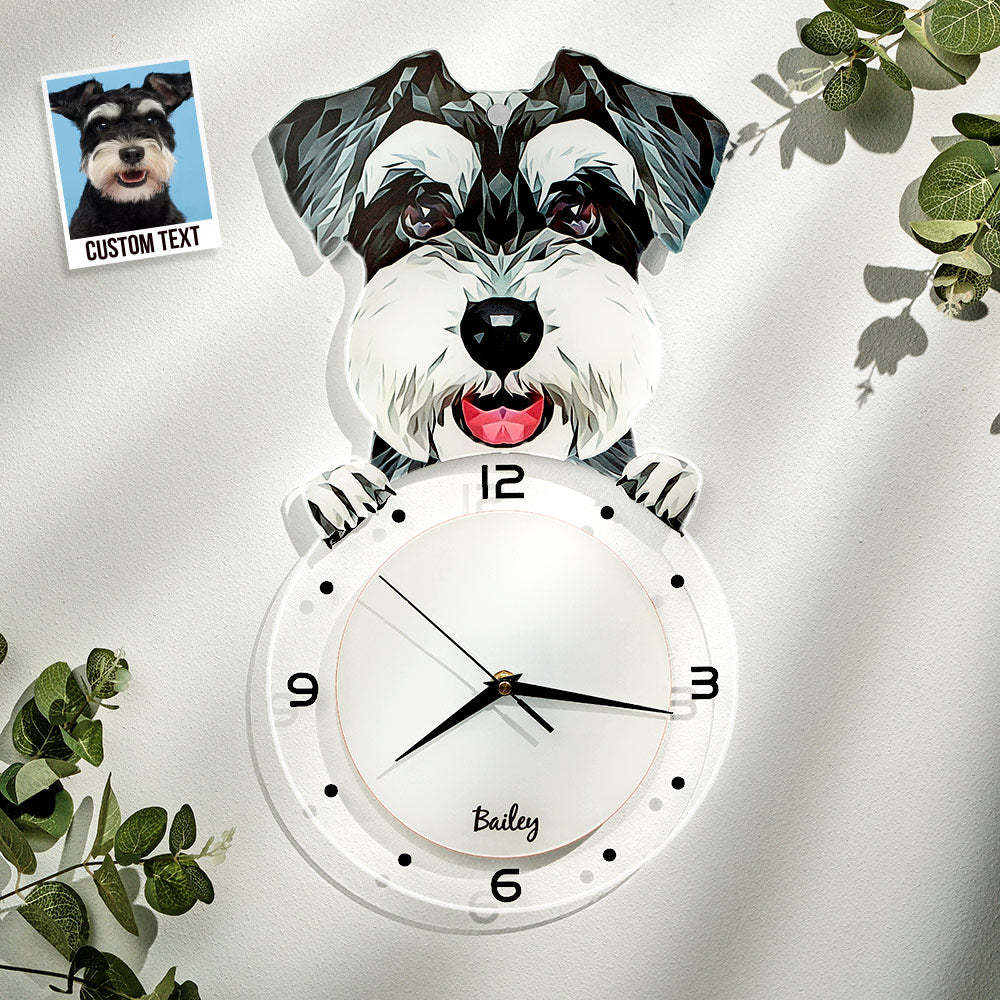 Custom Photo Clock Personalized Cat Face Home Decor Gifts for Pet Lover - soufeelmy