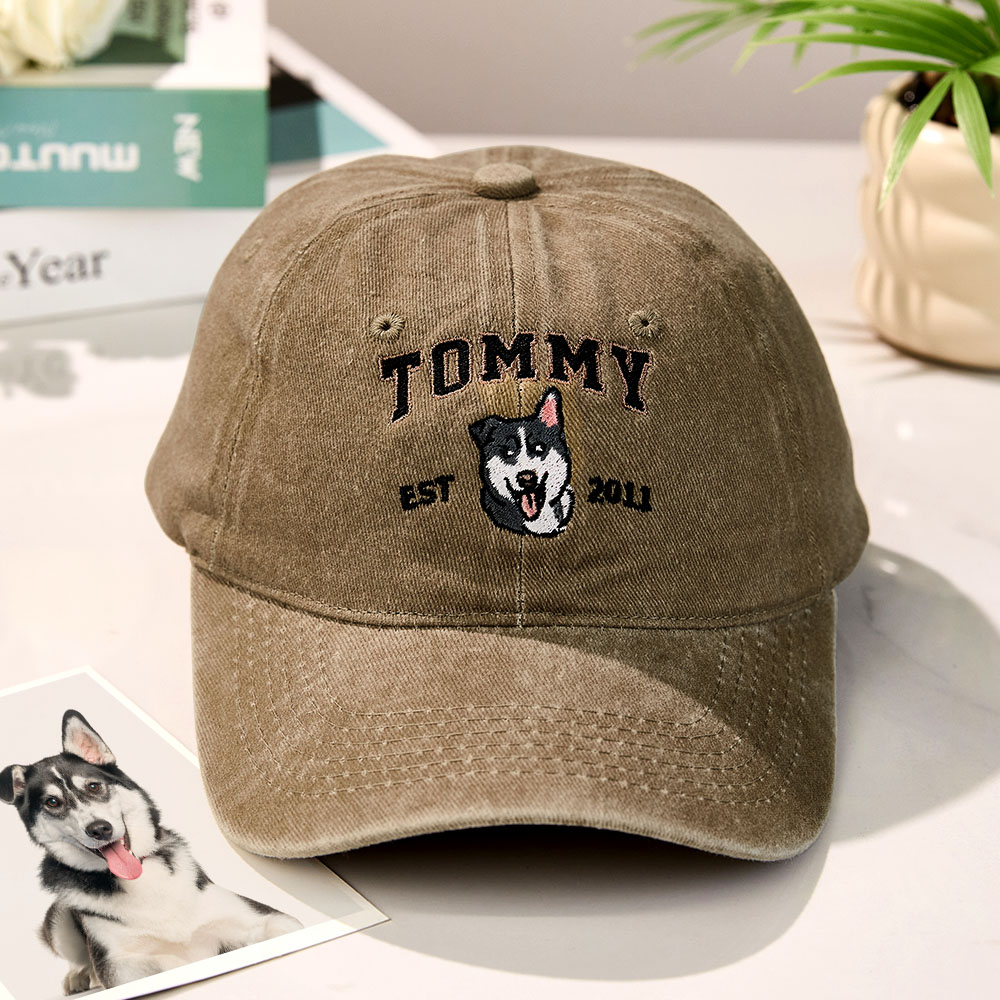 Custom Embroidered Hat with Pet Portrait Gifts for Pet Lovers