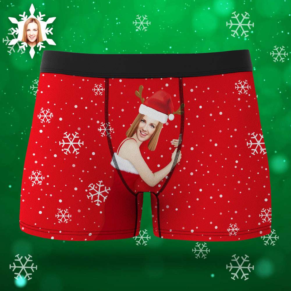 Custom Girlfriend Face Boxers Shorts Custom Photo Underwear Christmas Gift For Men AR View Gift - soufeelmy