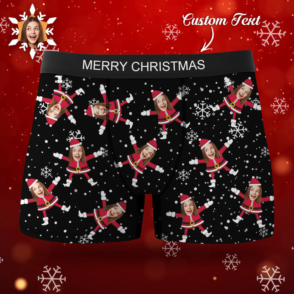 Custom Face Boxers Santa Claus Face Underwear Couple Gifts Christmas Gift AR View - soufeelmy