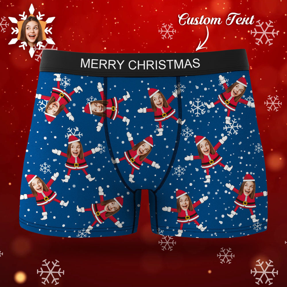 Custom Face Boxers Santa Claus Face Underwear Couple Gifts Christmas Gift AR View - soufeelmy