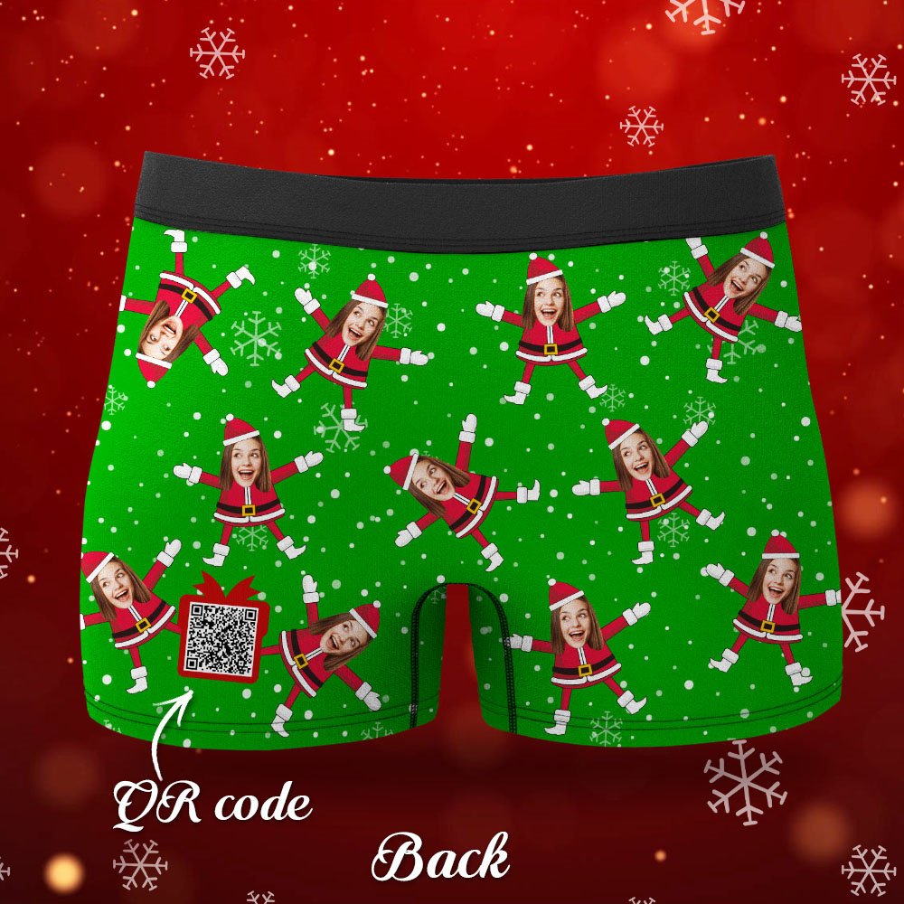 Custom Face Boxers Santa Claus Face Underwear Couple Gifts Christmas Gift AR View - soufeelmy