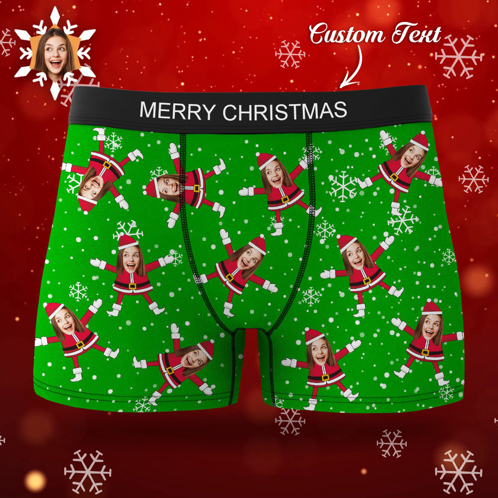 Custom Face Boxers Santa Claus Face Underwear Couple Gifts Christmas Gift AR View - soufeelmy