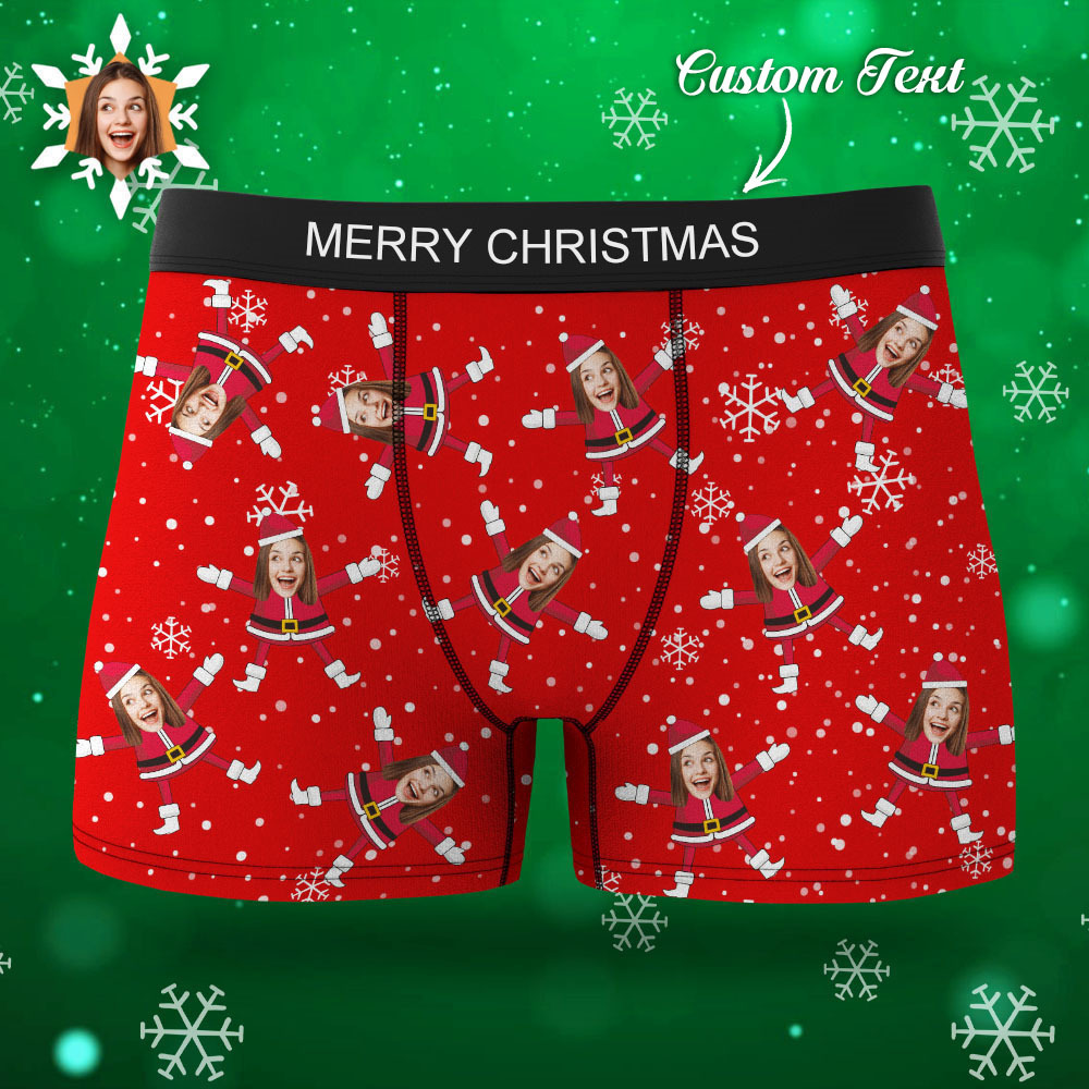 Custom Face Boxers Santa Claus Face Underwear Couple Gifts Christmas Gift AR View - soufeelmy