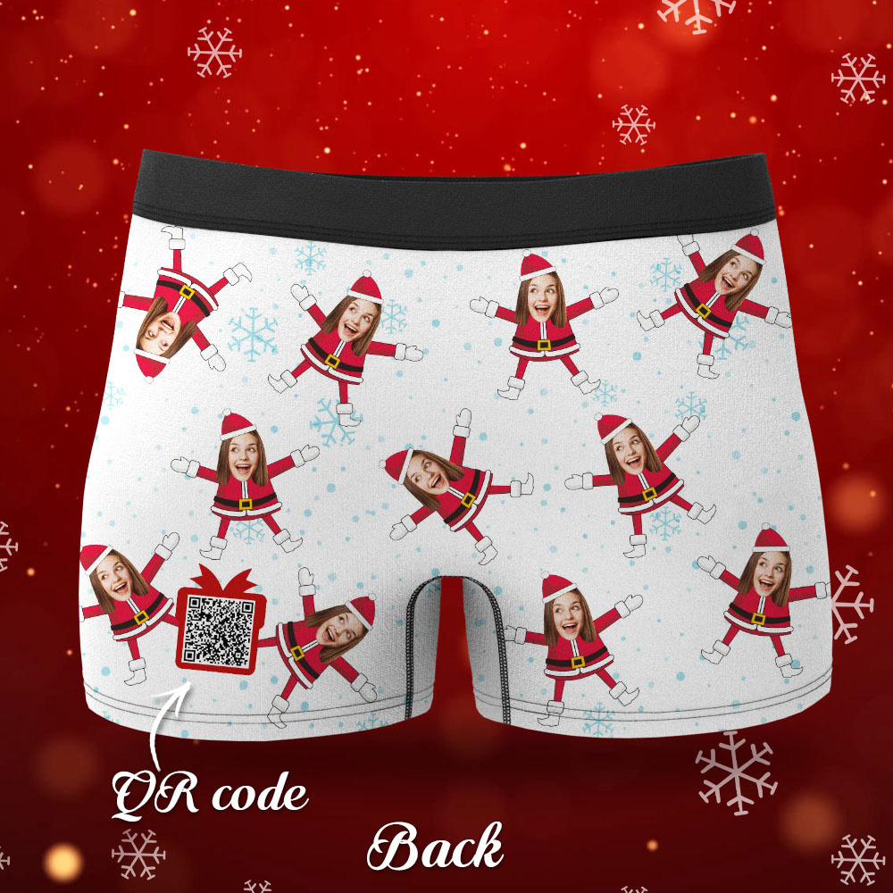 Custom Face Boxers Santa Claus Face Underwear Couple Gifts Christmas Gift AR View - soufeelmy