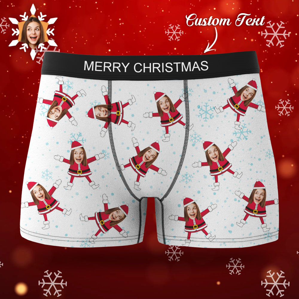 Custom Face Boxers Santa Claus Face Underwear Couple Gifts Christmas Gift AR View - soufeelmy