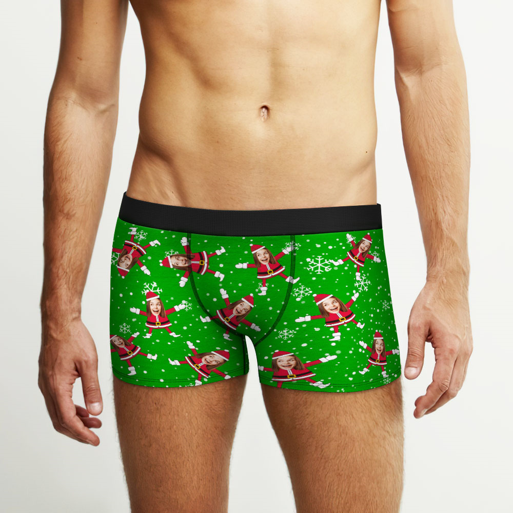 Custom Face Boxers Santa Claus Face Underwear Couple Gifts Christmas Gift AR View - soufeelmy