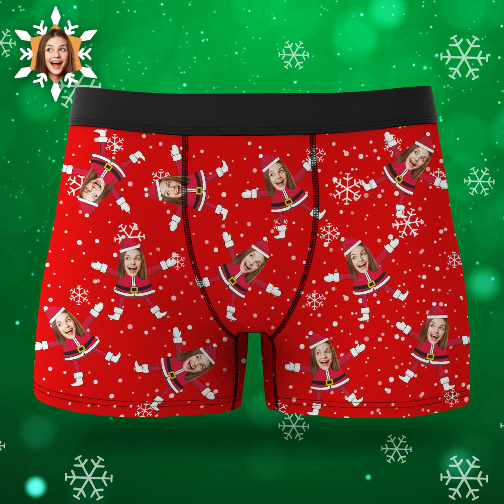 Custom Face Boxers Santa Claus Face Underwear Couple Gifts Christmas Gift AR View - soufeelmy