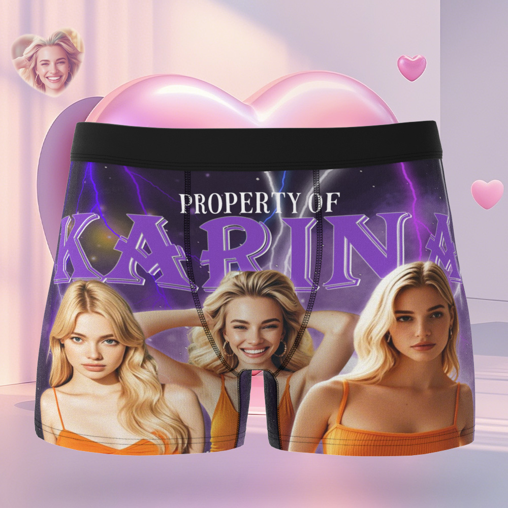 Custom Boxer with Picture Personalized Photo Underwear Custom Name on underwear Custom boxer for Boyfriend Valentine Gift for Him - soufeelmy