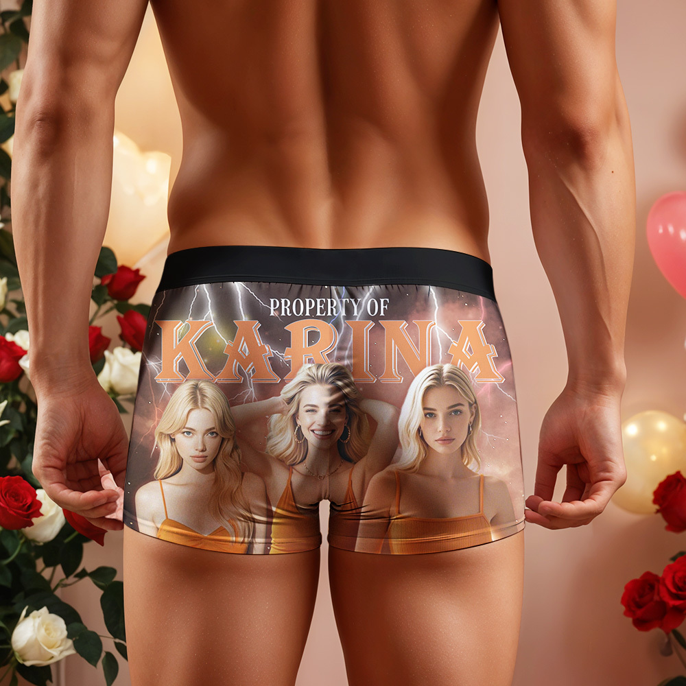 Custom Boxer with Picture Personalized Photo Underwear Custom Name on underwear Custom boxer for Boyfriend Valentine Gift for Him - soufeelmy