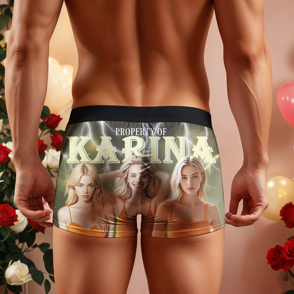 Custom Boxer with Picture Personalized Photo Underwear Custom Name on underwear Custom boxer for Boyfriend Valentine Gift for Him - soufeelmy