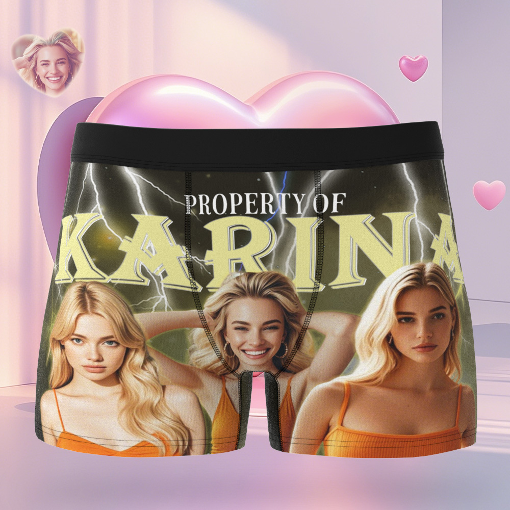 Custom Boxer with Picture Personalized Photo Underwear Custom Name on underwear Custom boxer for Boyfriend Valentine Gift for Him - soufeelmy