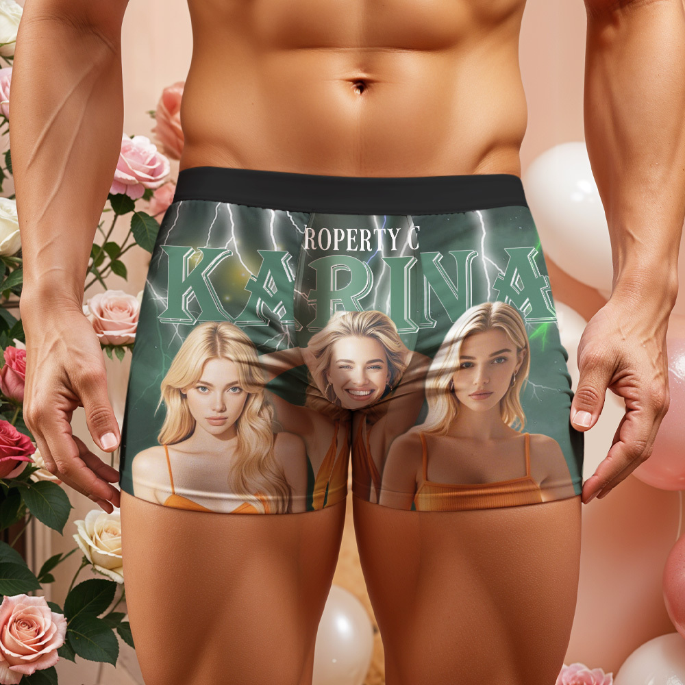 Custom Boxer with Picture Personalized Photo Underwear Custom Name on underwear Custom boxer for Boyfriend Valentine Gift for Him - soufeelmy