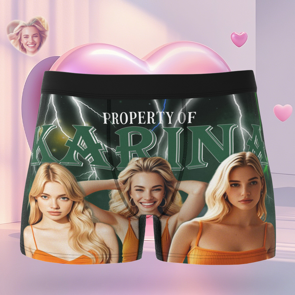 Custom Boxer with Picture Personalized Photo Underwear Custom Name on underwear Custom boxer for Boyfriend Valentine Gift for Him - soufeelmy