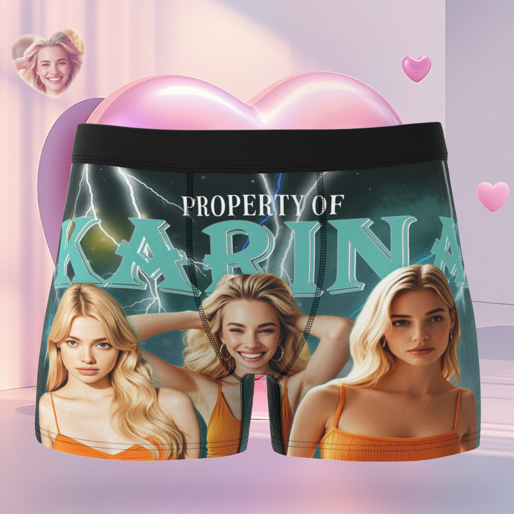 Custom Boxer with Picture Personalized Photo Underwear Custom Name on underwear Custom boxer for Boyfriend Valentine Gift for Him - soufeelmy