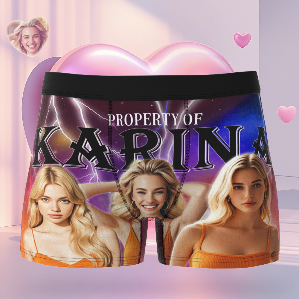 Custom Boxer with Picture Personalized Photo Underwear Custom Name on underwear Custom boxer for Boyfriend Valentine Gift for Him - soufeelmy