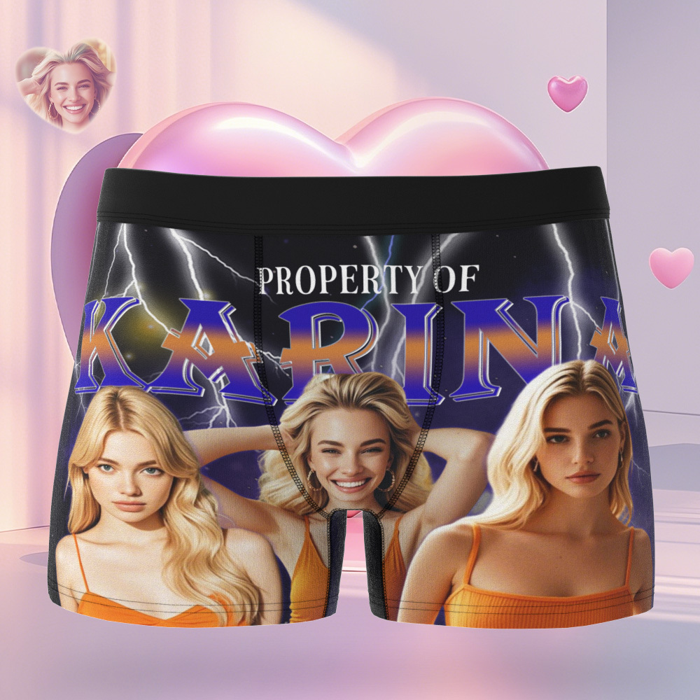 Custom Boxer with Picture Personalized Photo Underwear Custom Name on underwear Custom boxer for Boyfriend Valentine Gift for Him - soufeelmy