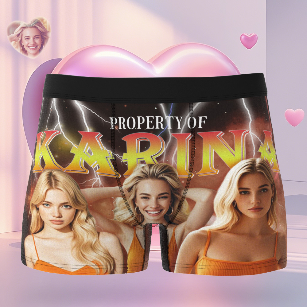 Custom Boxer with Picture Personalized Photo Underwear Custom Name on underwear Custom boxer for Boyfriend Valentine Gift for Him - soufeelmy